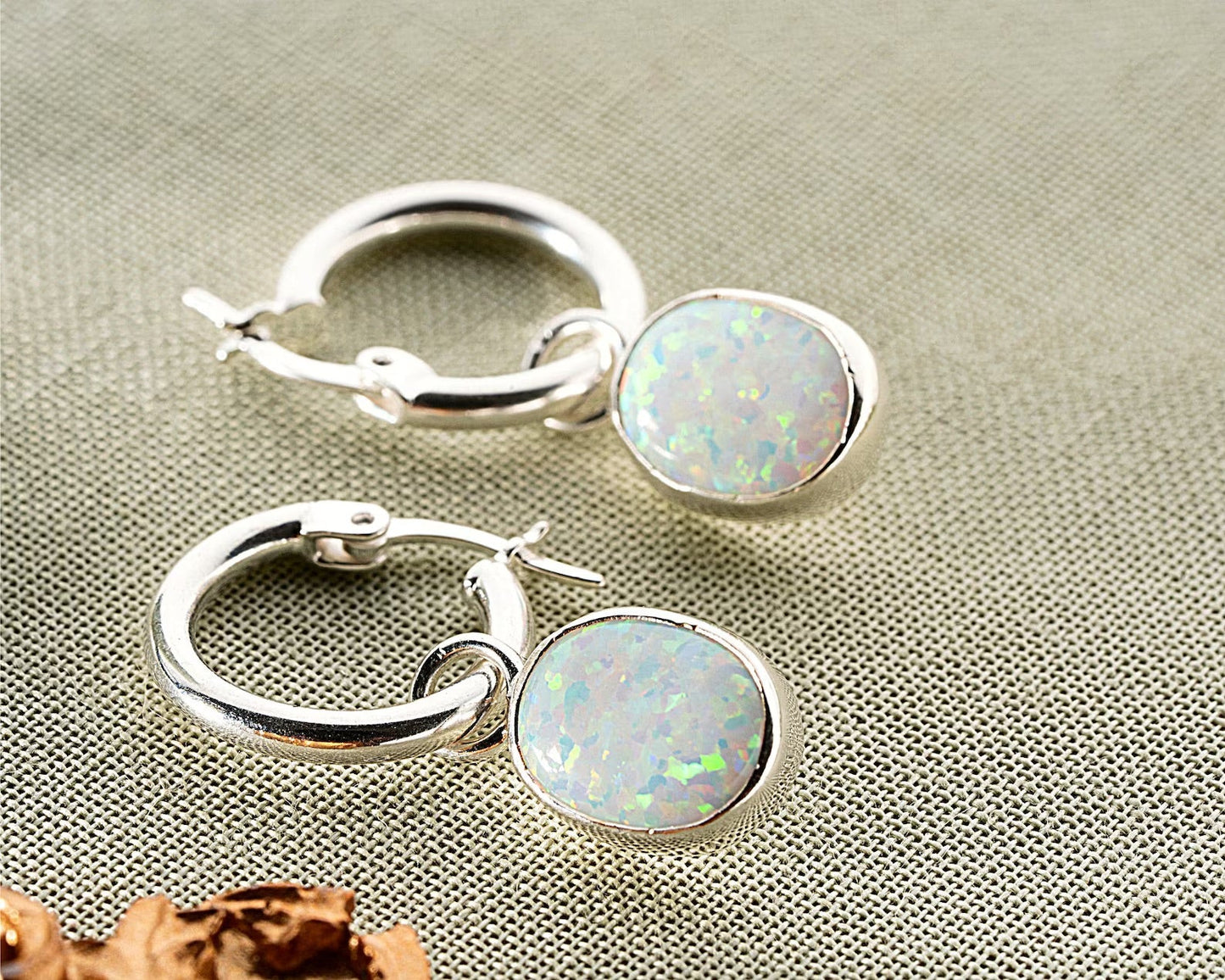 White Opal Earrings