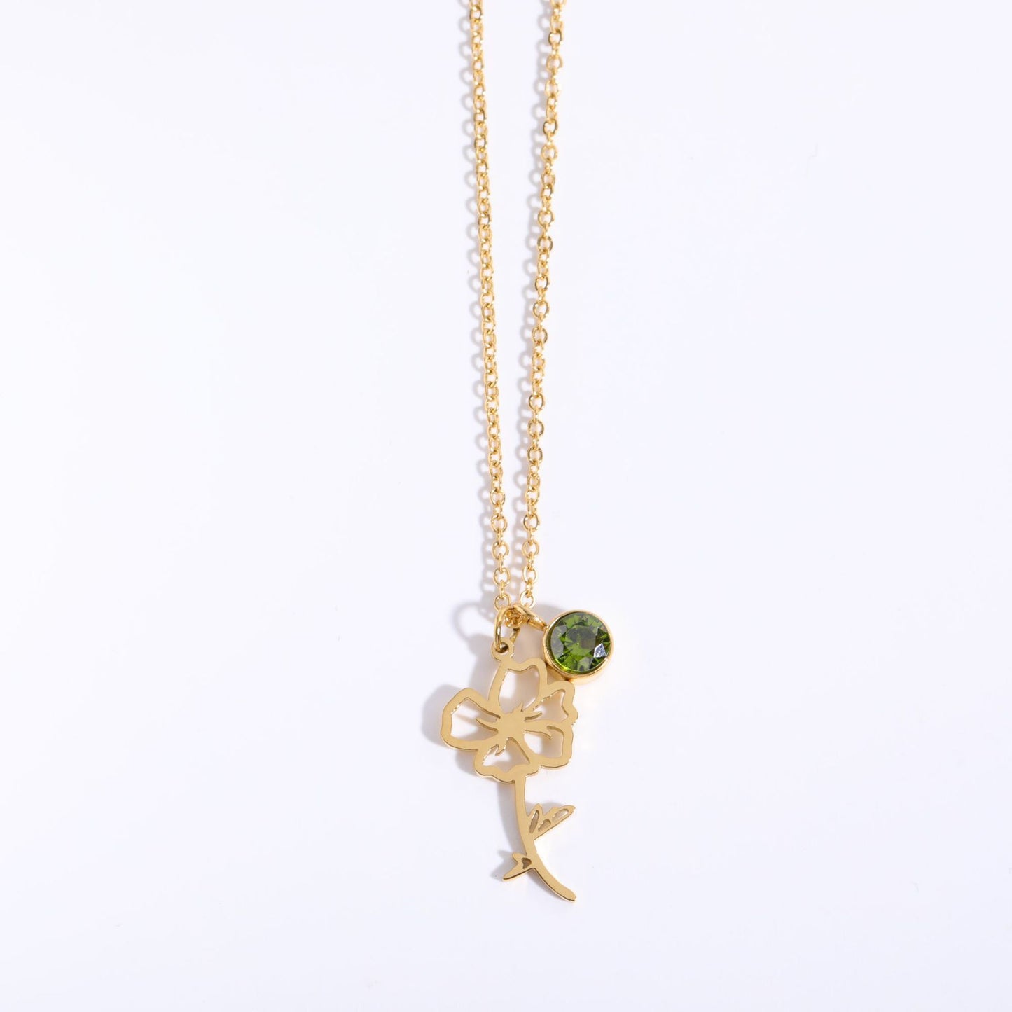 Birthstone Flower Month Clavicle Necklace