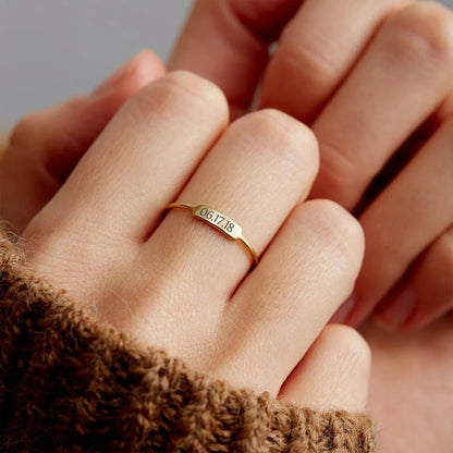 Bar Ring With Engraved Date