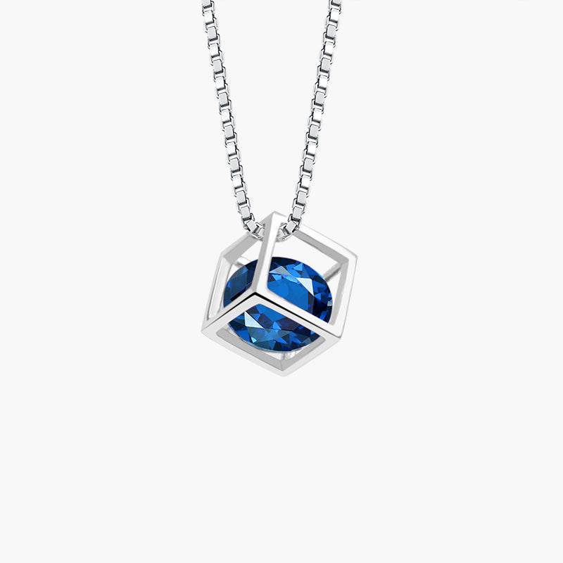 Birthstone Cube Pendant Necklace