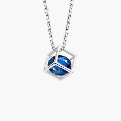 Birthstone Cube Pendant Necklace