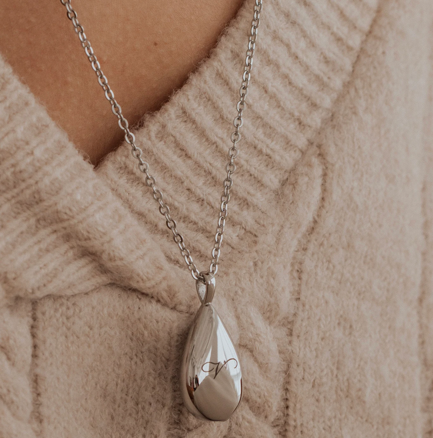 Personalized Teardrop Urn Necklace Pendant for Ashes Cremation Jewelry