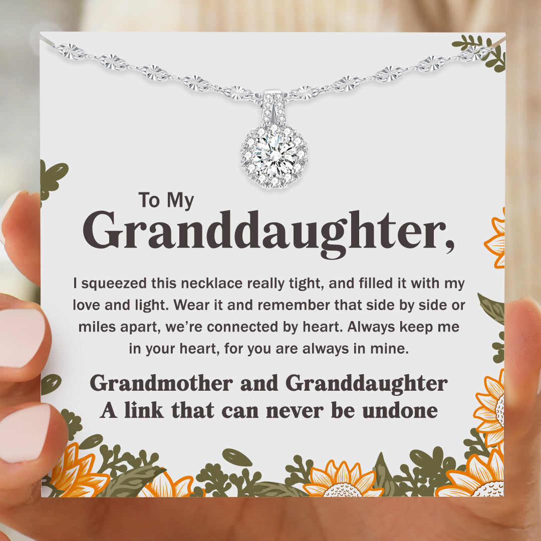 Grandmother & Granddaughter "A Link That Can Never Be Undone" Moissanite Sunflower Necklace