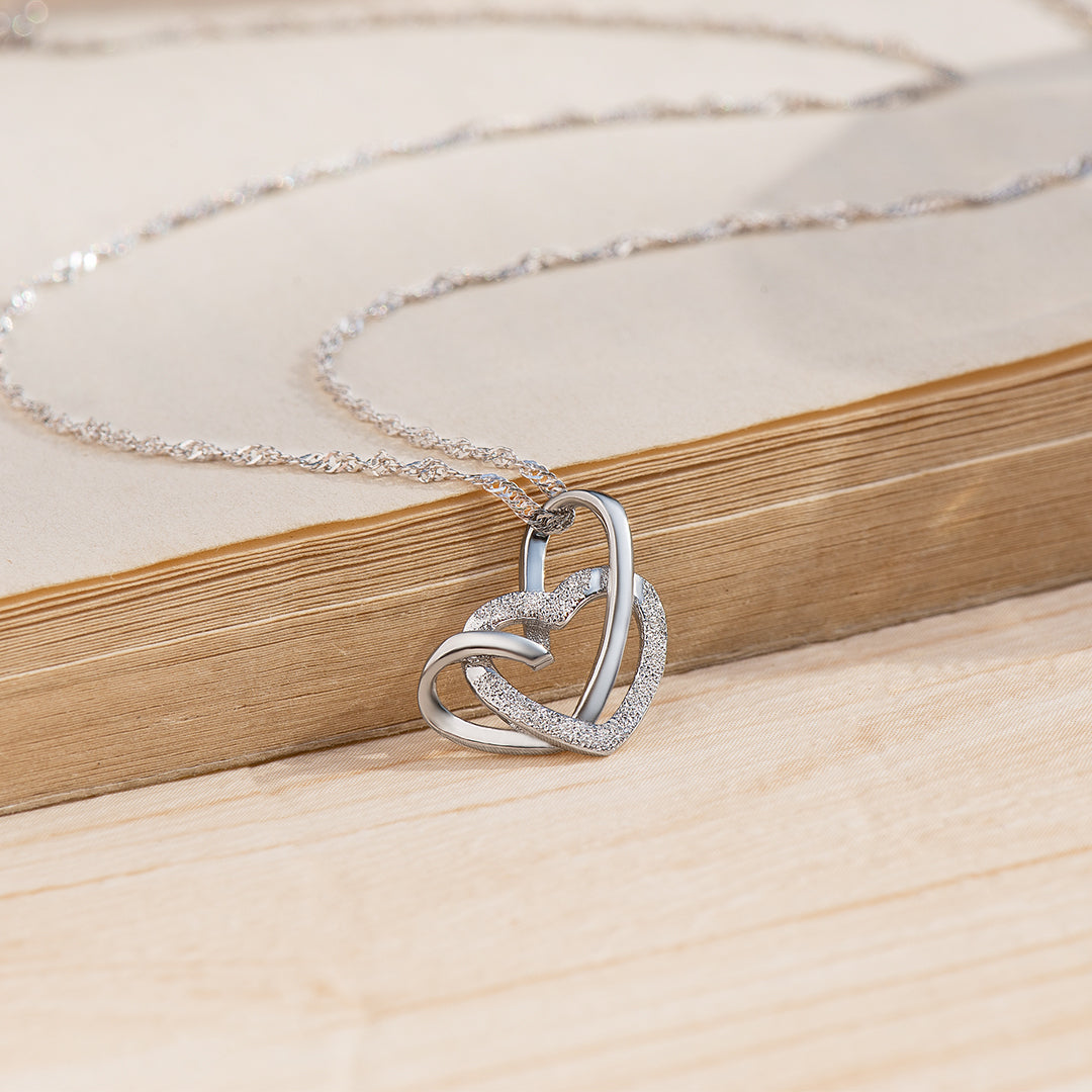 To My Bestie, Sisters By Heart Interlocking Heart Necklace