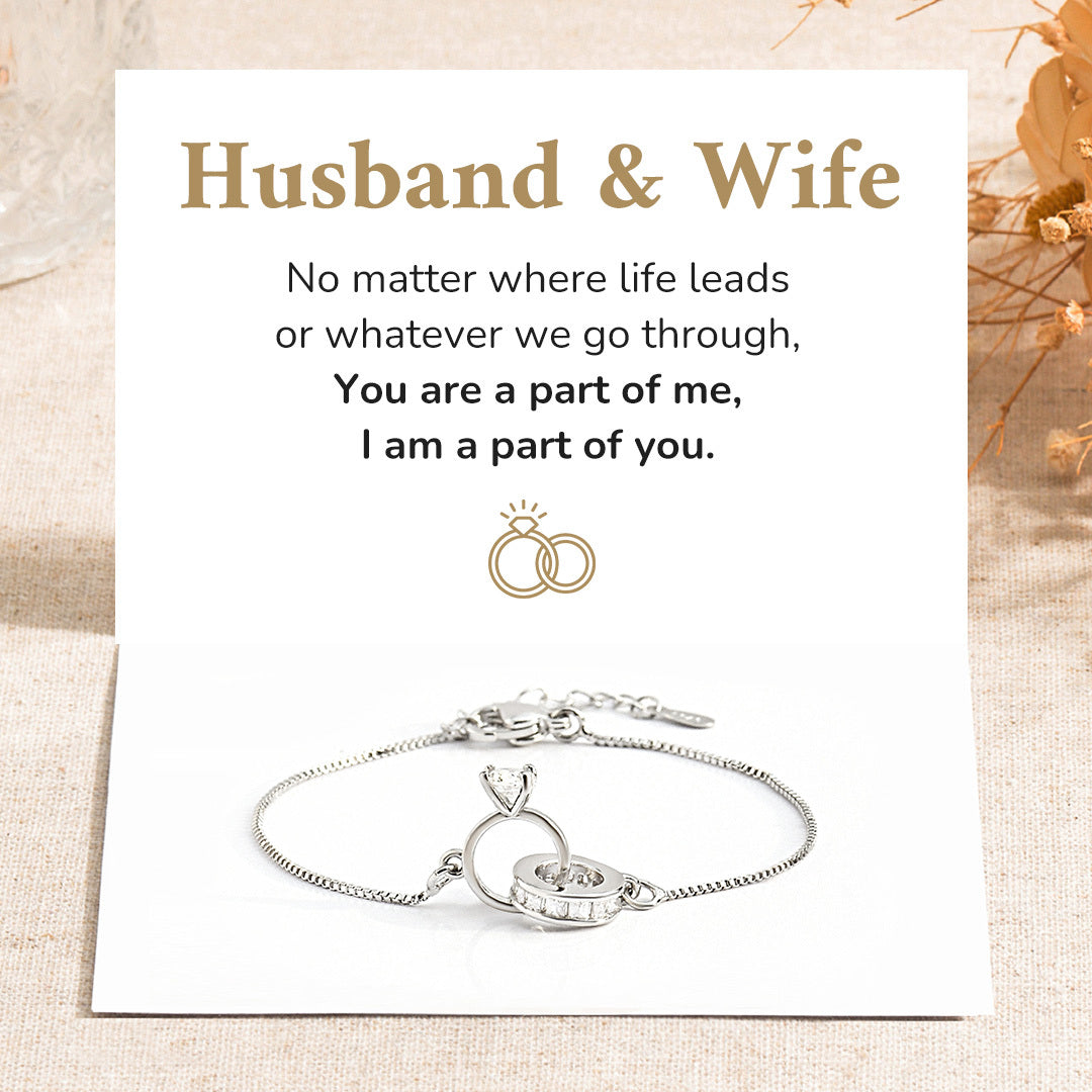 To My Wife, I Am a Part of You Interlocking Diamond Bracelet