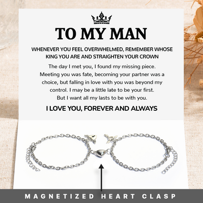 To My Man, Love You Forever Magnetic Chain Couple Bracelet