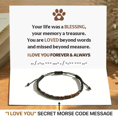 I Love You Forever & Always Pet Memorial Morse Code Bracelet