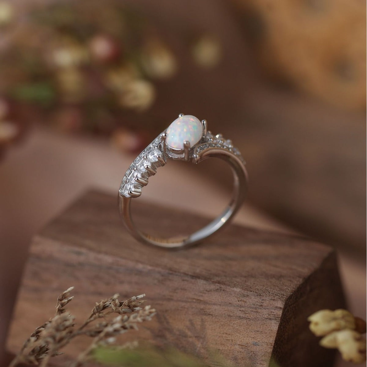 White Opal Ring in S925 Sterling Silver Design