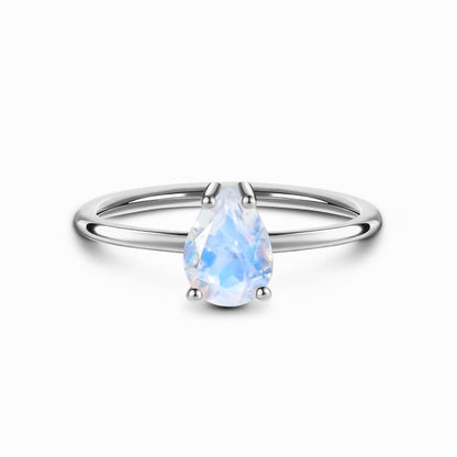 Teardrop-shaped Moonstone Ring in S925 Sterling Silver Design