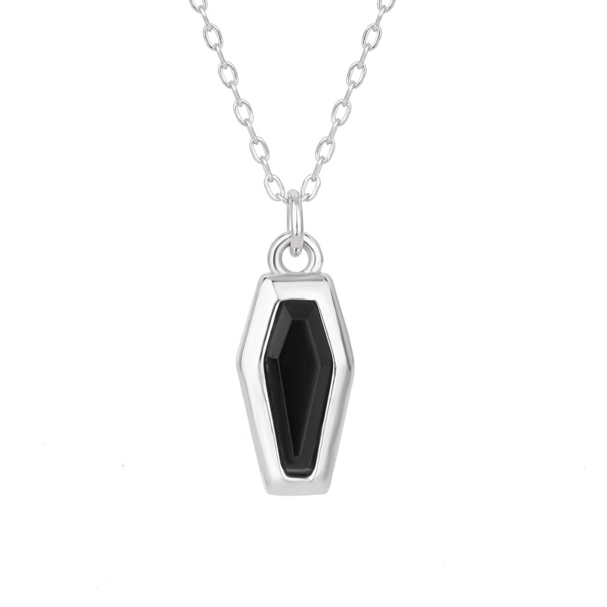 Black Onyx Coffin Memorial Necklace