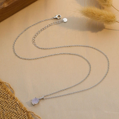 Four-Prong Set Oval Moonstone S925 Silver Necklace