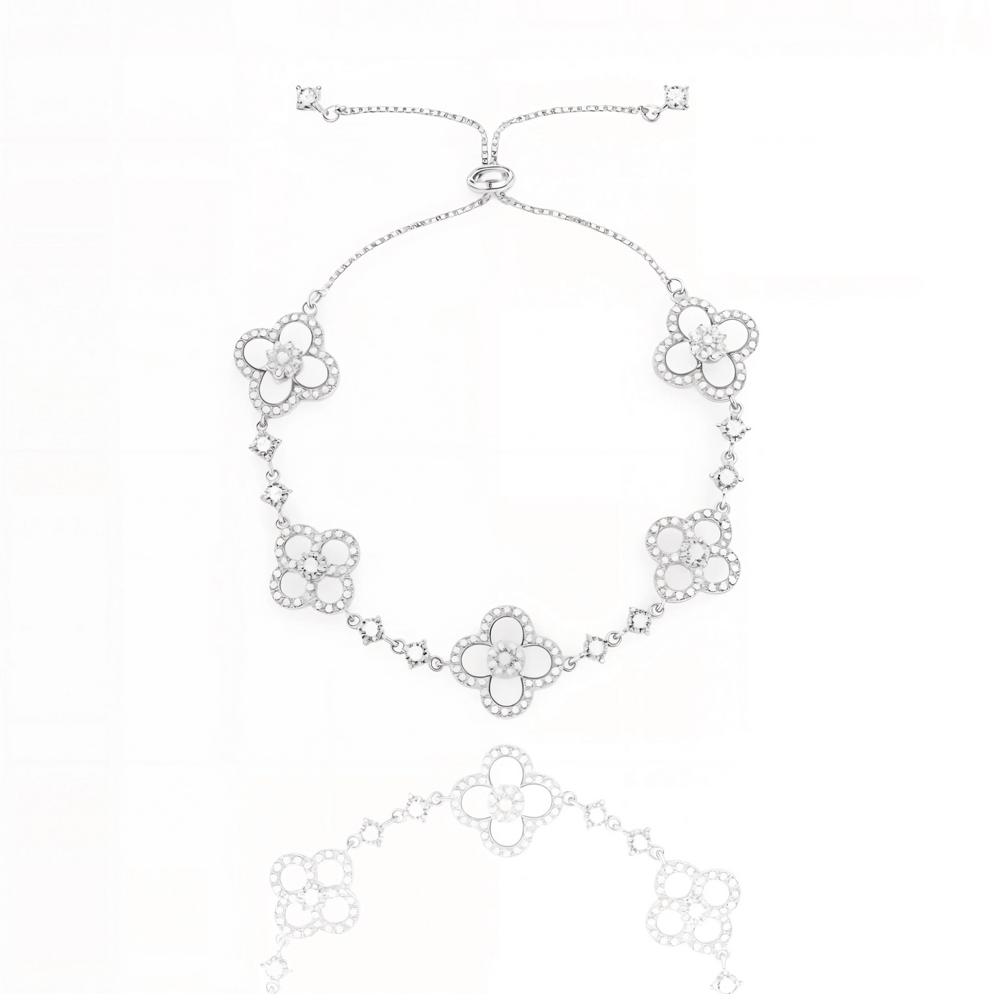 Sakura Silver Bloom Diamond Set