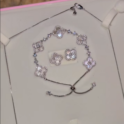 Sakura Silver Bloom Diamond Set