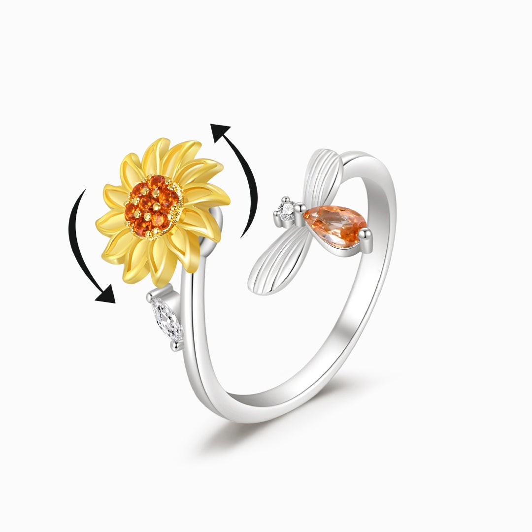 To My Daughter, Sunflower Fidget Necklace + Ring