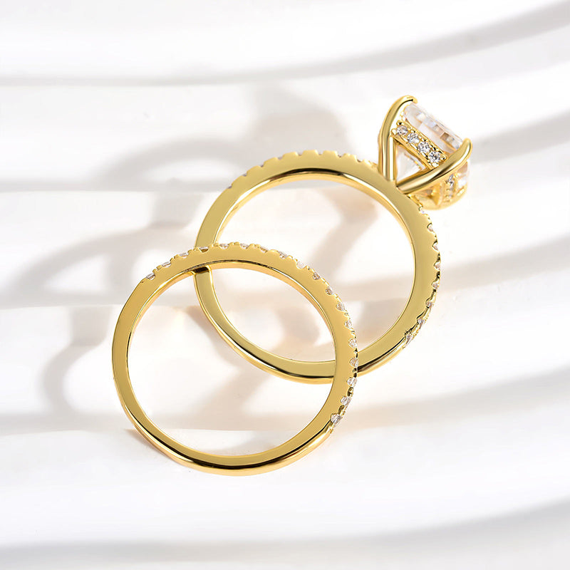 Classic 3.0 Carat Cushion Cut White Sapphire Wedding Set In Sterling Silver