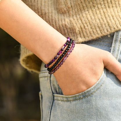 Para mi nieta, estoy muy orgullosa de ti. Conjunto de pulsera con cuentas de amatista.