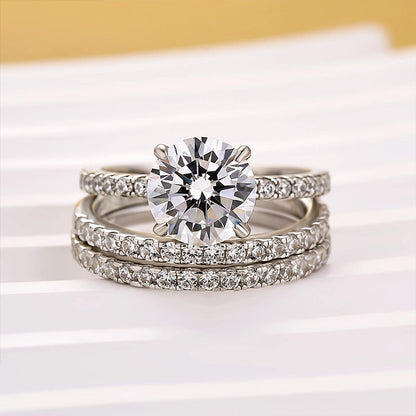 Elegant Round Cut 3PC Wedding Ring Set In Sterling Silver