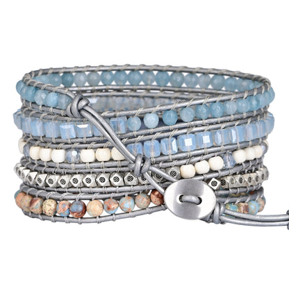 Healing Aura Blue Topaz Wrap Bracelet Free Shipping