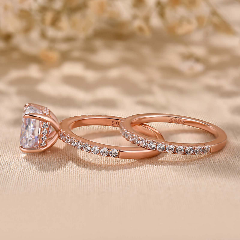 Classic 3.0 Carat Cushion Cut White Sapphire Wedding Set In Sterling Silver