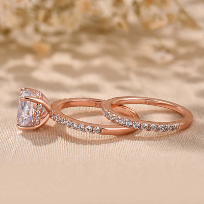 Classic 3.0 Carat Cushion Cut White Sapphire Wedding Set In Sterling Silver