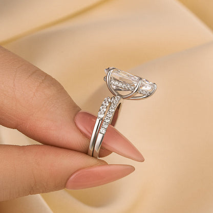 4.5 Carat Pear Cut Wedding Ring Set With Open Wedding Band