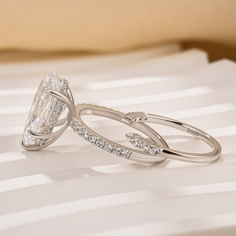 4.5 Carat Pear Cut Wedding Ring Set With Open Wedding Band