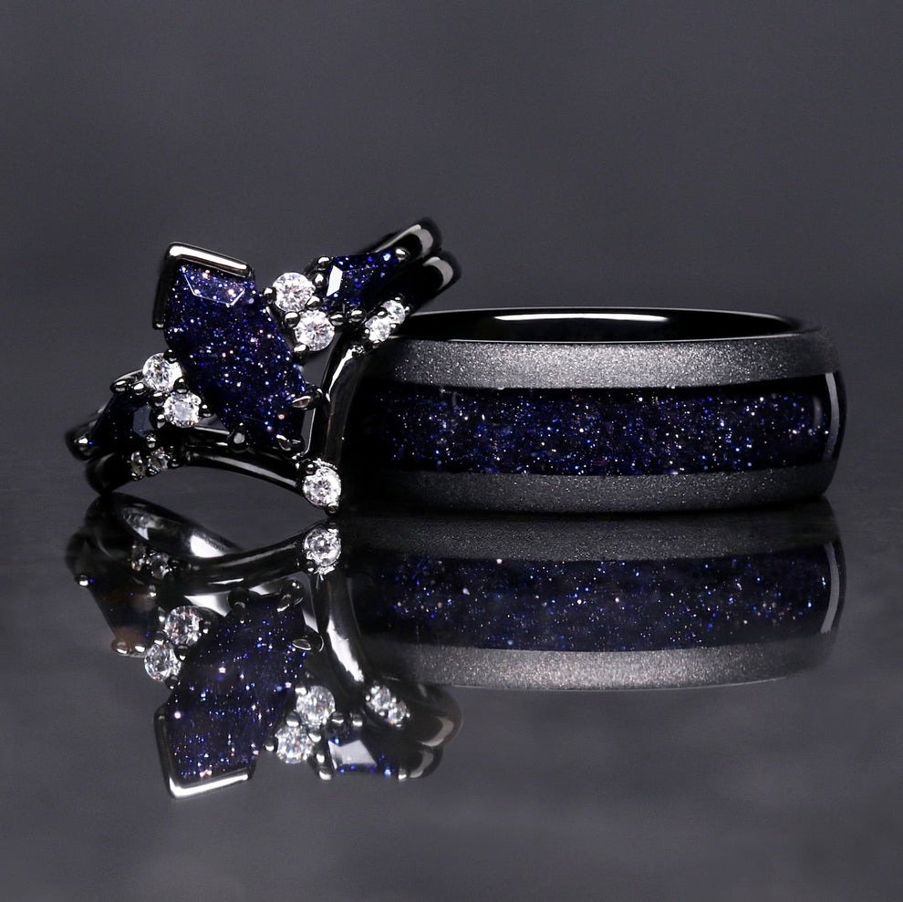 Starry Night Couples Ring- His and Hers Ring Set