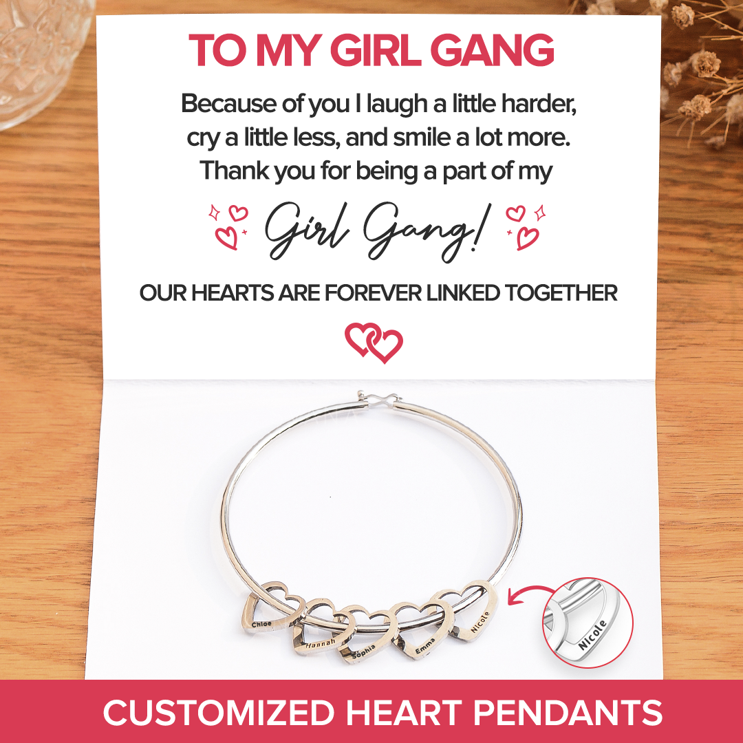 Pulsera con colgantes de corazón personalizada de To My Girl Gang