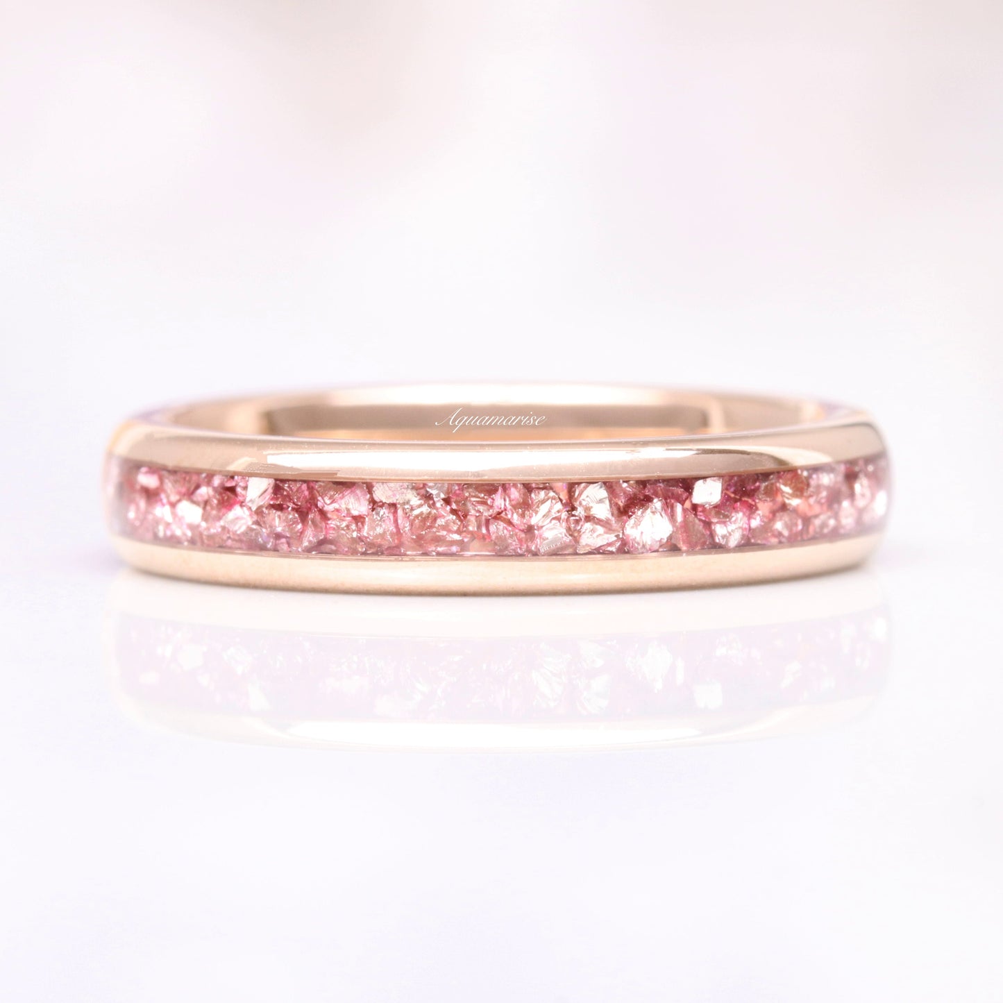 Morganite Wedding Band- 4MM Rose Gold Tungsten