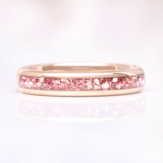 Morganite Wedding Band- 4MM Rose Gold Tungsten