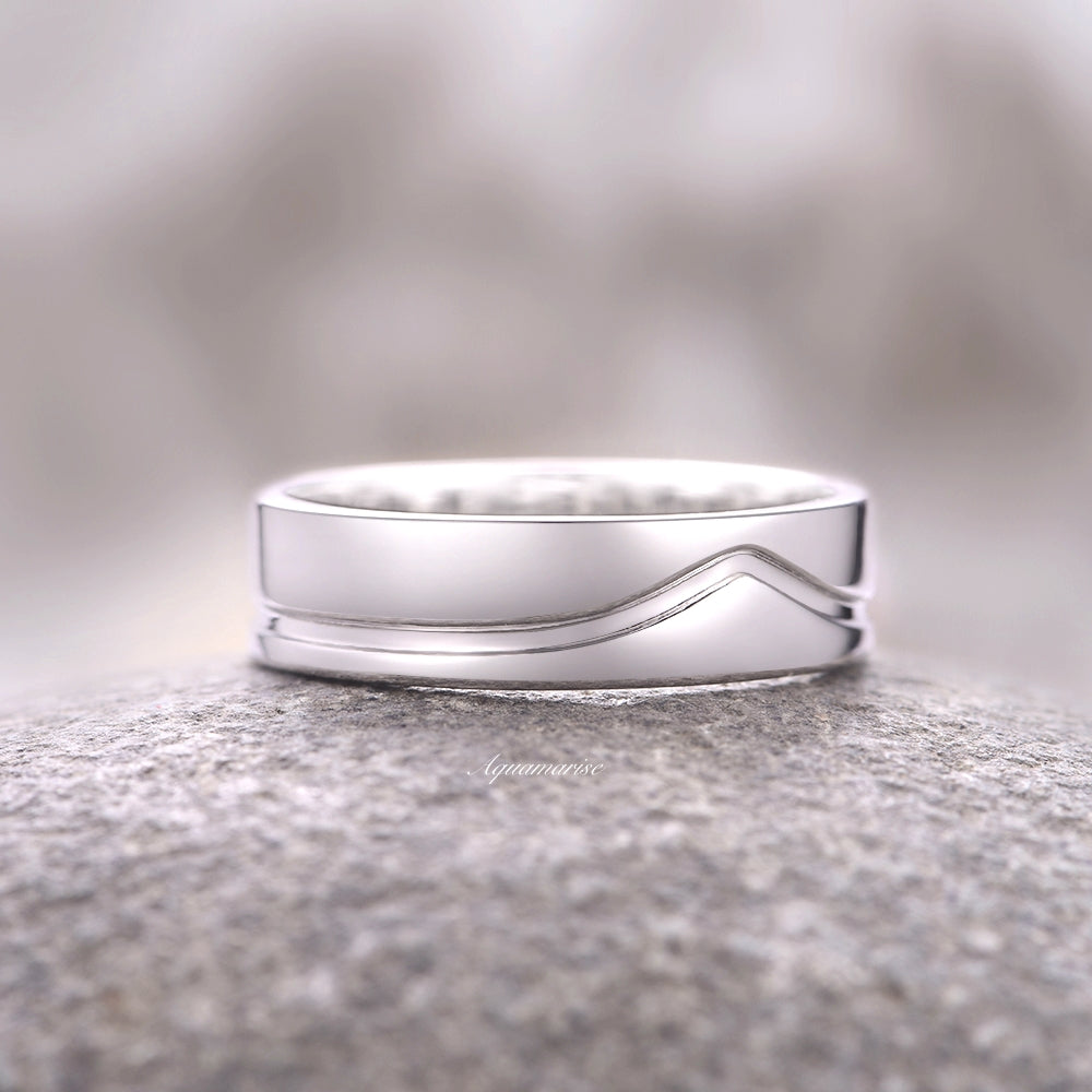 Chevron Wedding Band- 5MM 925 Sterling Silver