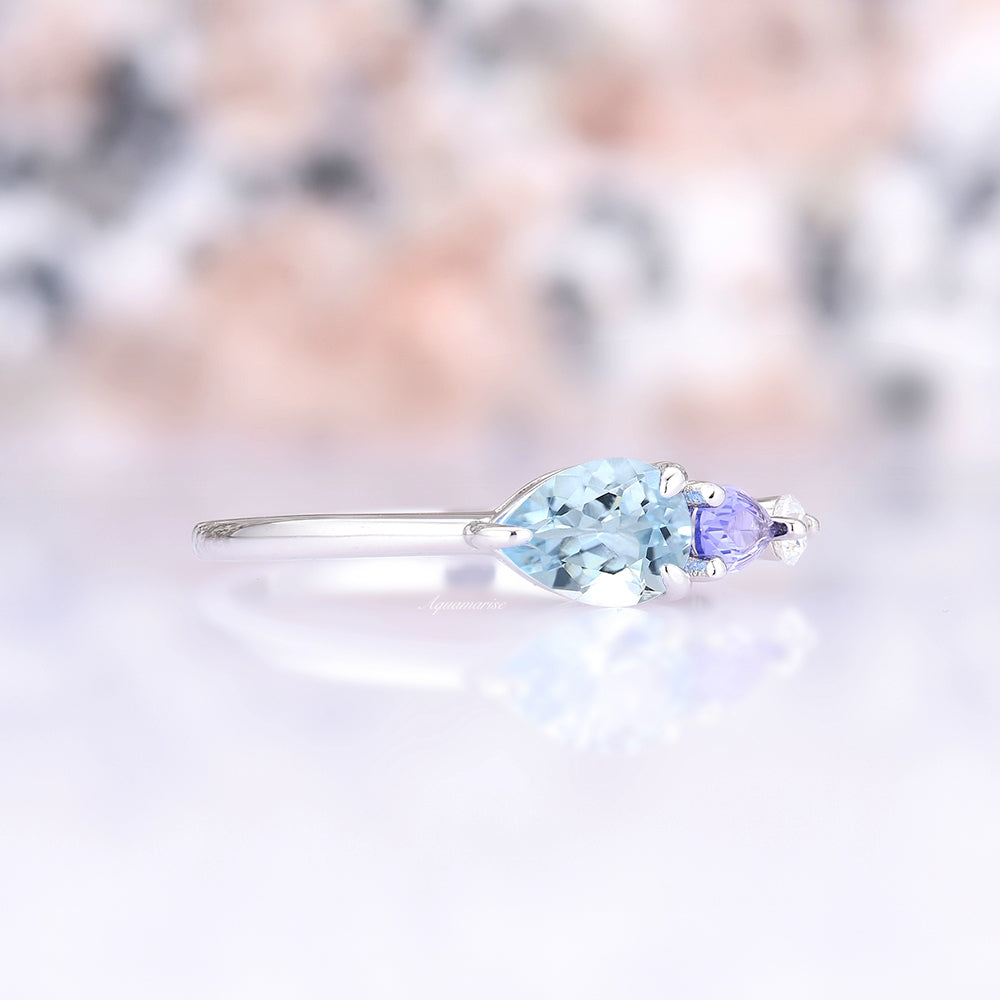 Aquamarine & Tanzanite Ring- Sterling Silver