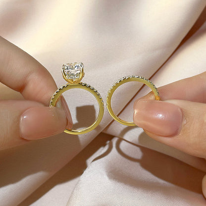 Classic 3.0 Carat Cushion Cut White Sapphire Wedding Set In Sterling Silver