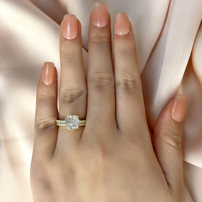 Classic 3.0 Carat Cushion Cut White Sapphire Wedding Set In Sterling Silver