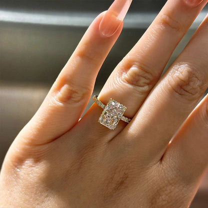 3.5Ct Elegant Radiant Cut Engagement Ring For Women In Sterling Silver