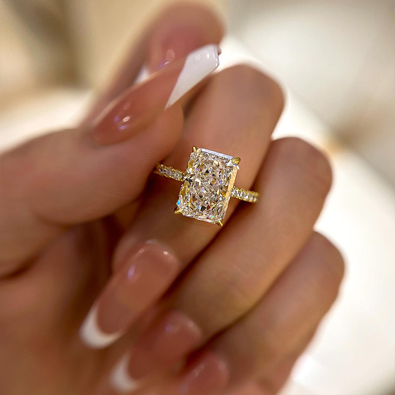 3.5Ct Elegant Radiant Cut Engagement Ring For Women In Sterling Silver