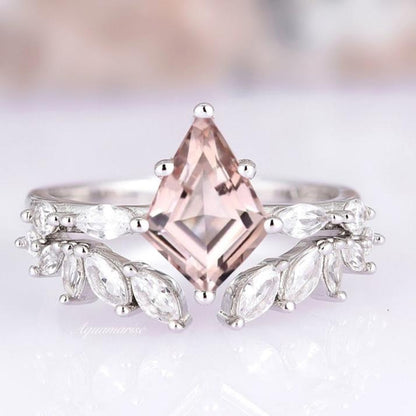 Kite Morganite Ring Set- Sterling Silver