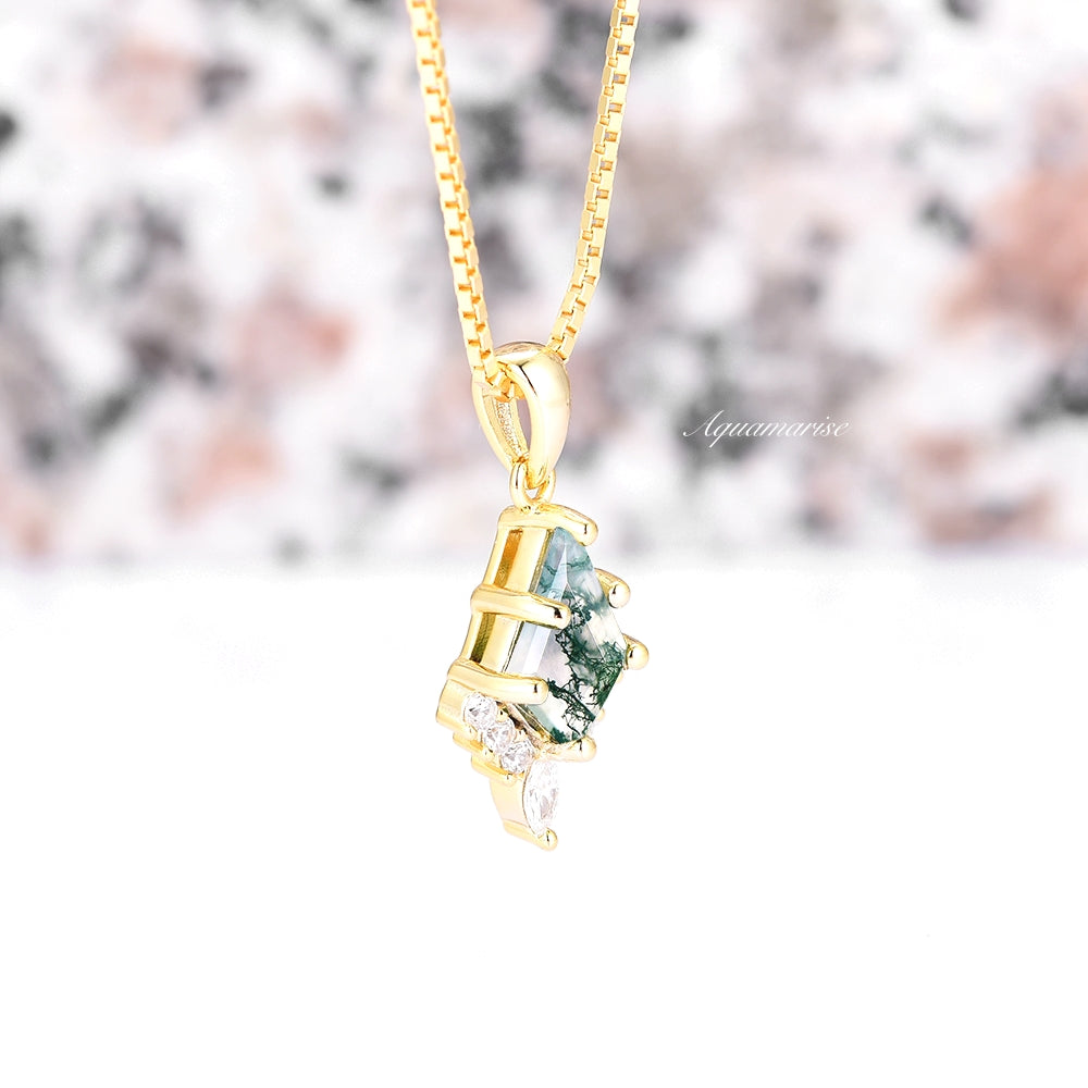 Skye Kite™  Kite Green Moss Agate Necklace- 14K Yellow Gold Vermeil