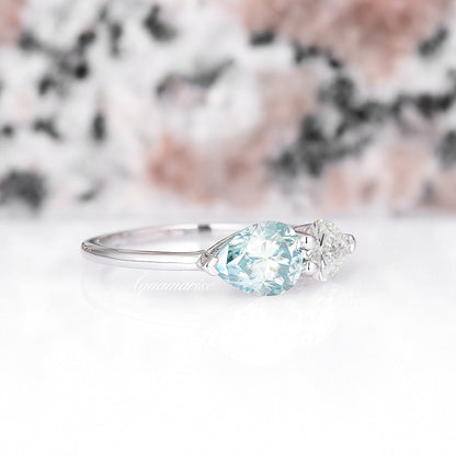 'Toi Et Moi' Blue Moissanite Engagement- Sterling Silver