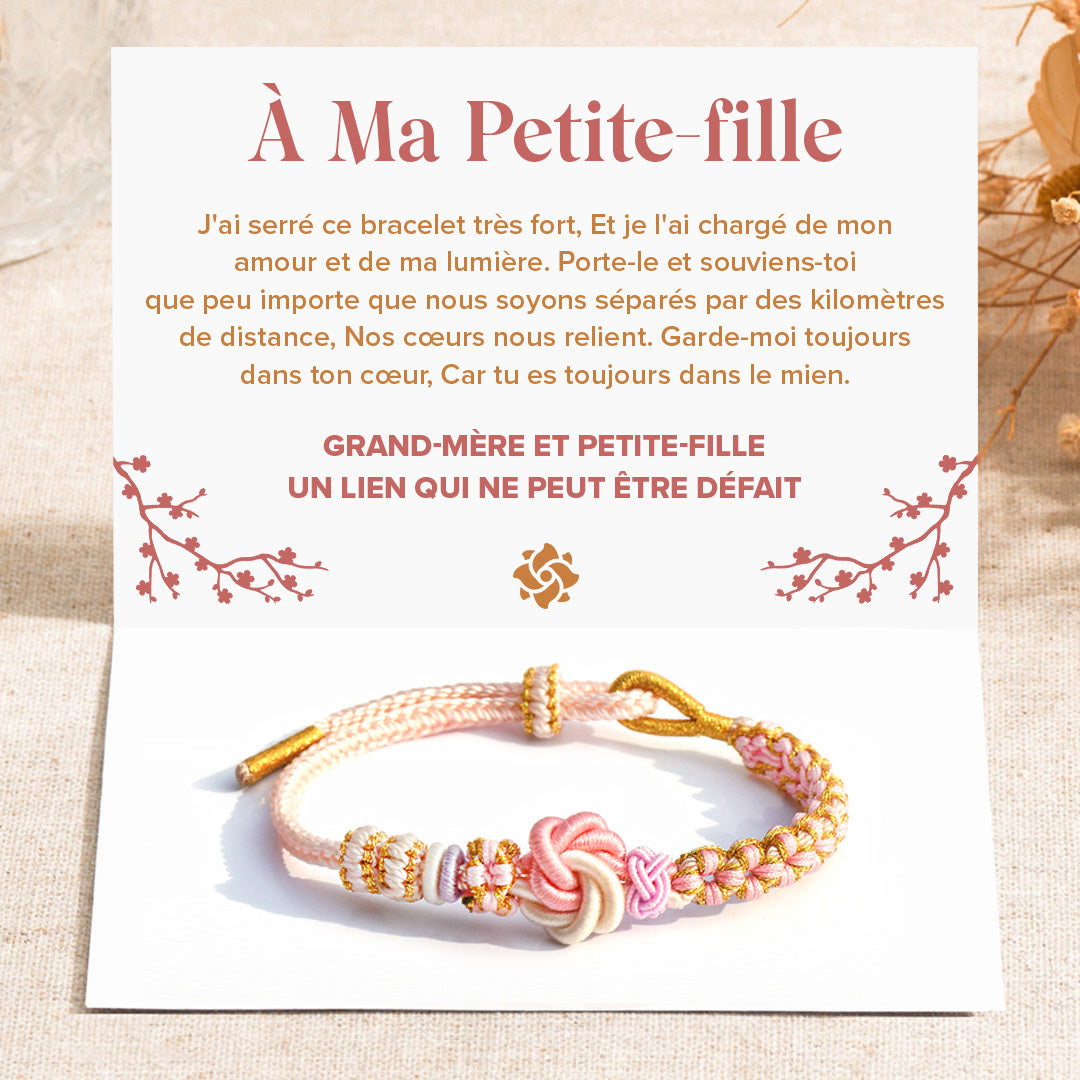 Pulsera Grand-mère et Petite-fille Nœud en Fleur de Pêcher « Un Lien Qui Ne Peut Être Défait »