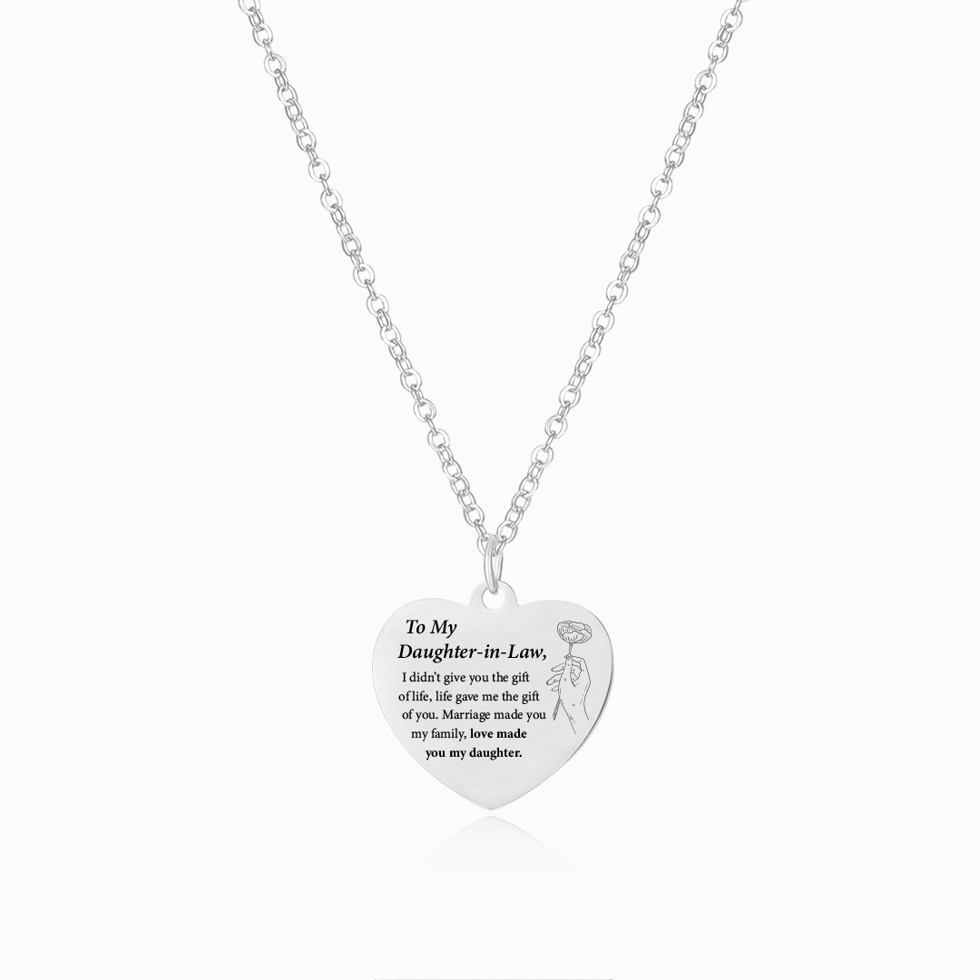 You Are My Daughter-in-Heart Engraved Heart Necklace