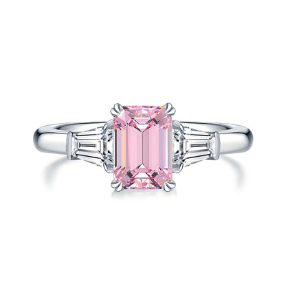 Elegant Emerald-Cut S925 Silver Ring