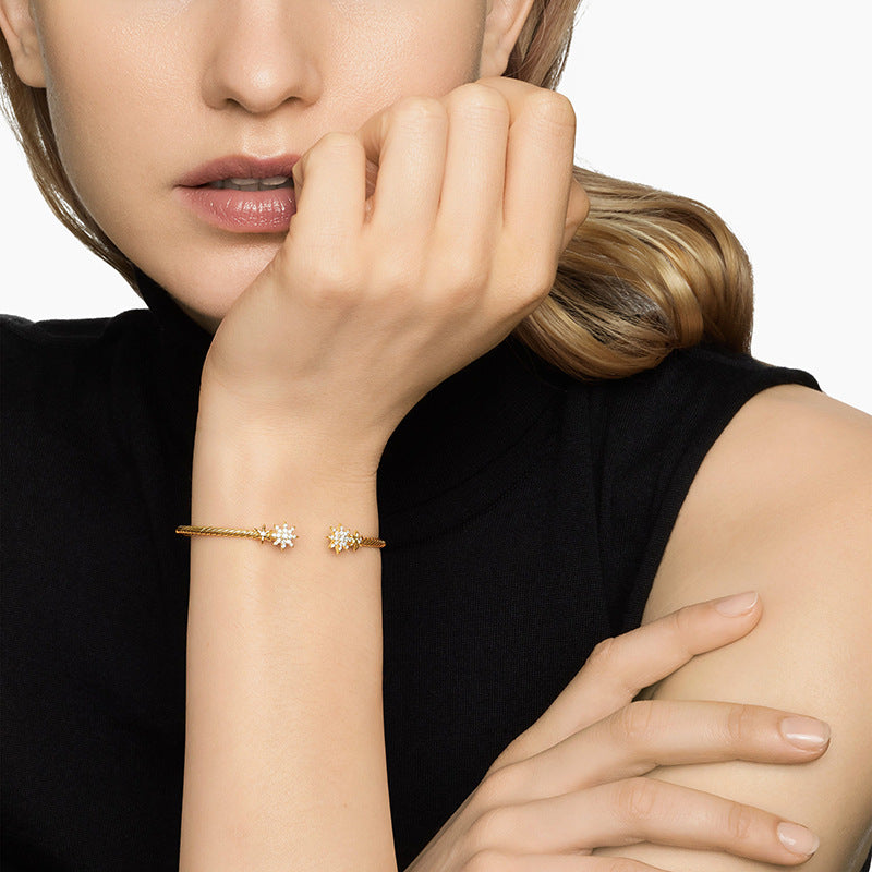 Starburst Open Bangle S925 Bracelet