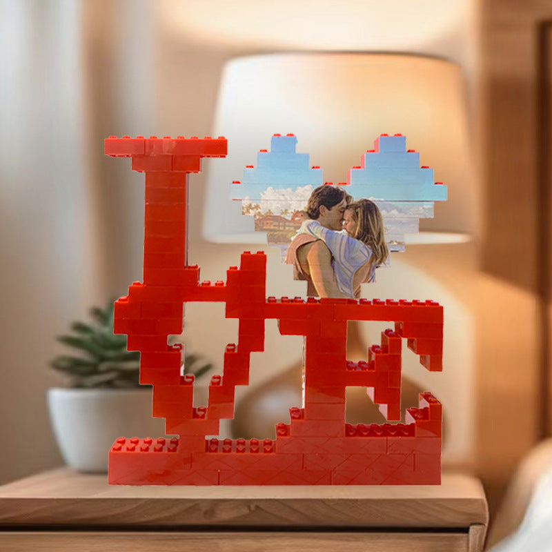 Customized Photo Building Blocks Heart-Shaped Gift