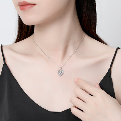 Radiant Heart Halo Silver Necklace