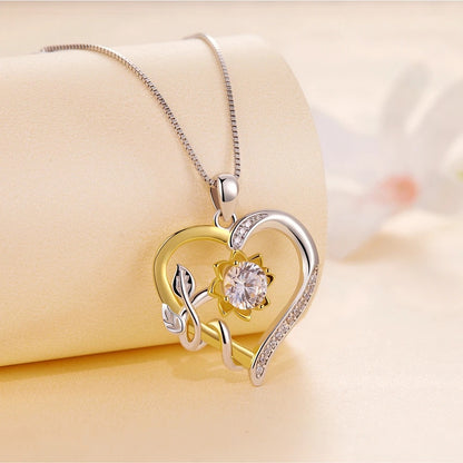Elegant Heart Flower S925 Necklace