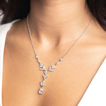 Zirconia Elegant Teardrop Pavé Necklace