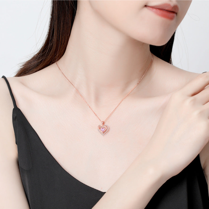 Radiant Heart Halo Silver Necklace