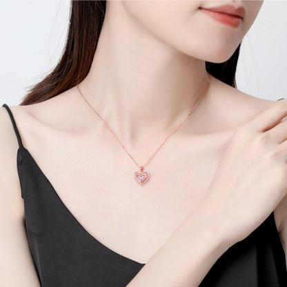 Radiant Heart Halo Silver Necklace