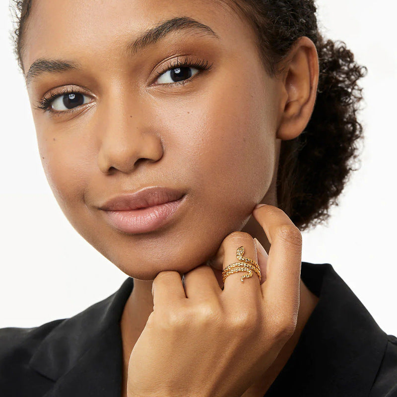 Serpent Spirit Ring – Adjustable Snake Wrap in Gold & Silver | Protection & Power Jewelry